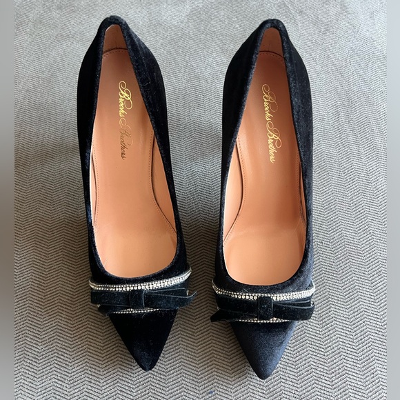 Brooks Brothers - Rhinestone-Trimmed Velvet Point-Toe Pumps - Picture 5 of 15